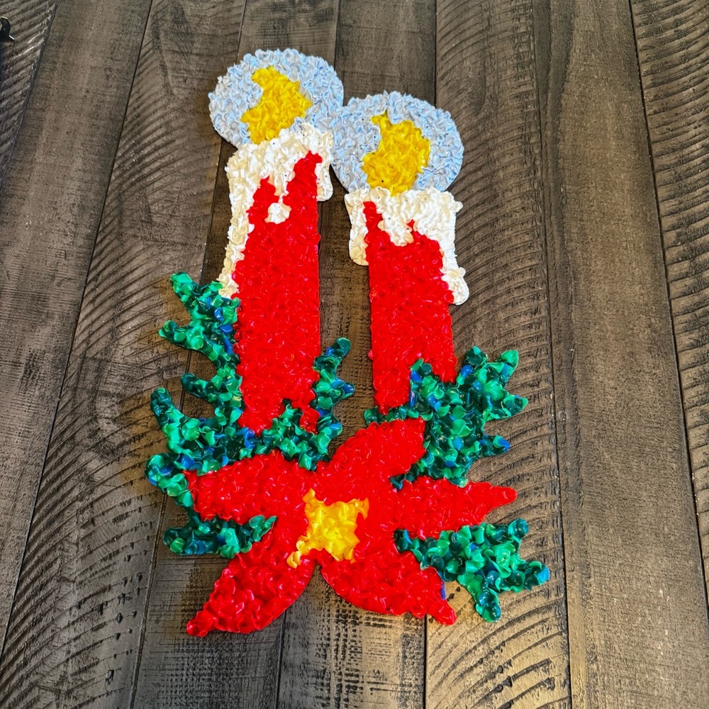 Vintage Candles Melted Plastic Popcorn Christmas‎ Holiday Decor Poinsettia New